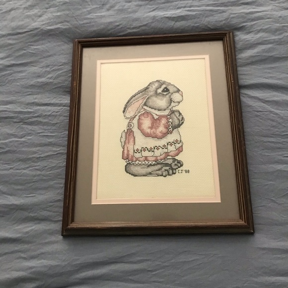 Vintage Other - Vintage CrossStitch painting of Bunny Vintage Other - Vintage CrossStitch painting of Bunny